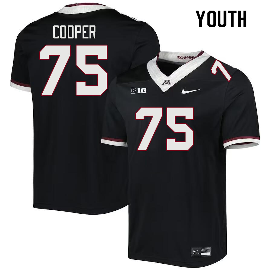 Youth #75 Tyler Cooper Minnesota Golden Gophers College Football Jerseys Stitched-Black - Click Image to Close